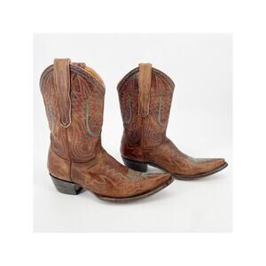 Old Gringo Women's 7.5 Nevada Brass Brown Rainbow Stitch Western Cowgirl Boots